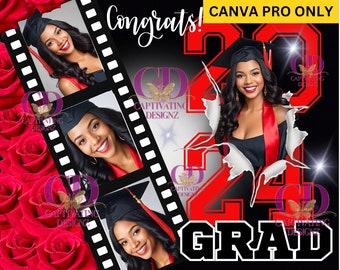 Graduation Template - Red Roses, Photo Collage, Grad Collage