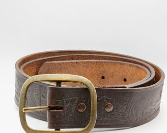 Design dark brown leather belt