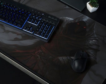 Cloaked Shadow Assassin, XXL Mousepad, Dark Style, XL Gamer Mouse Pad, Hooded Rogue, 36″ × 18″ (91.4 cm × 45.7 cm)