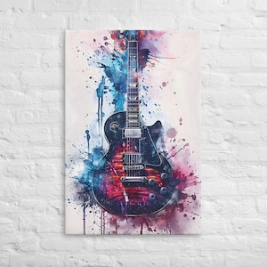 Vibrant Electric Guitar Art Canvas Print – Abstract Music Lover&#39;s Wall Decor