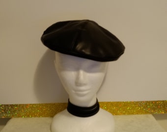 Motorcycle Black leather Beret Hat
