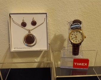 Timex Women's wrist Watch with Necklace and Earrings