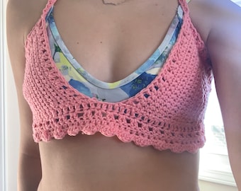 Crochet Bikini Top Cover, Crochet Bra Top, Crochet Vacation Top, Crochet Beach Top, Women’s Size Small