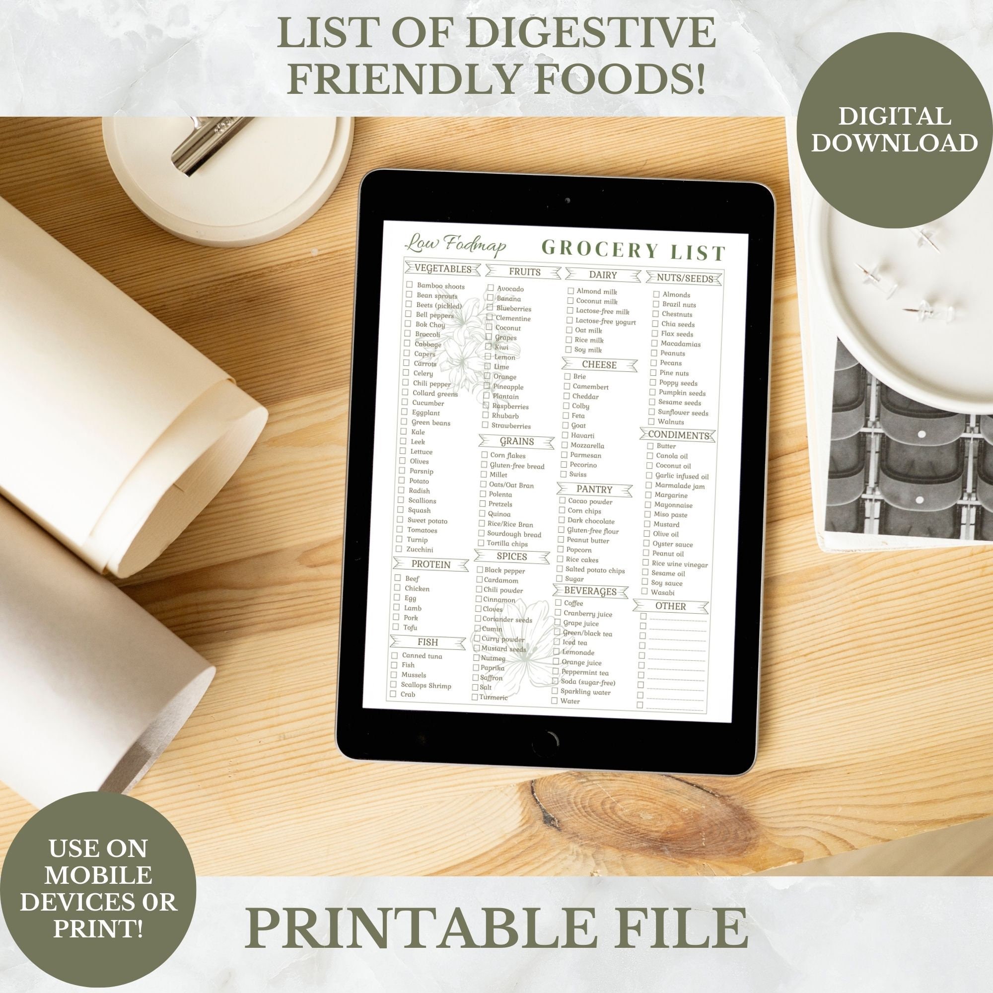 Complete Foods List.pdf The Complete Grocery List for the Low FODMAP Diet. Digestive-friendly ...