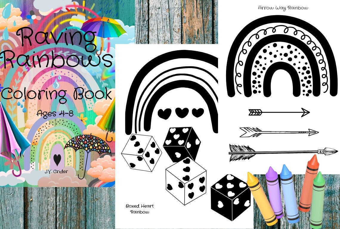 Raving Rainbows Coloring Book, Instant Download, Coloring Pages PDF