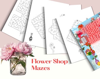 Flower Shop Mazes, Floral Maze Puzzle Book, 45 Mazes Printable Games, Instant Download Pagina's, Brain Teasers Game, Spring Maze Puzzles