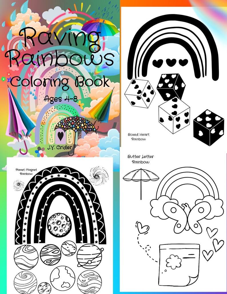 Raving Rainbows Coloring Book, Instant Download, Coloring Pages PDF ...