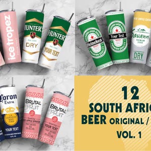 South African Cider Beer Tumbler Wrap Designs PNG Digital Download File Skinny 20 oz Straight Super 12 Design Original and Custom Png