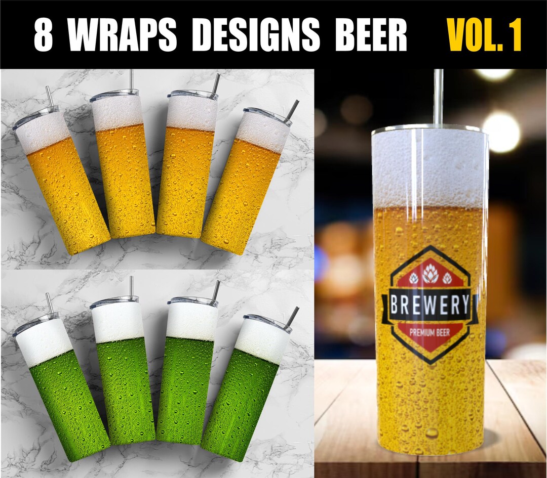 8 Beer Wrapper Designs, Beer Wrapper Pack for Sublimation, PNG 20 Oz ...
