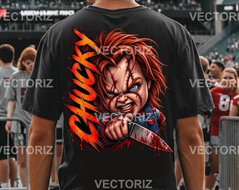 Chucky Horror Killer Doll PNG, Halloween Shirt Design, Scary Slasher Doll Graphic, Chucky T-Shirt Sublimation, Instant Digital Download