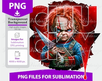 Chucky PNG, Chucky Terror Sublimation for garments, Instant download