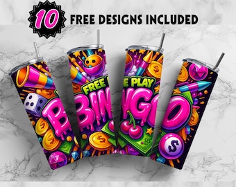 Bingo Cup Wrapper 20 oz, Bingo Game PNG, Sublimation Design for Cup, Fun Pack for Bingo Lovers PNG