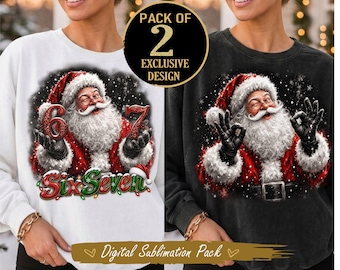 Pack of 2 Santa Claus Digital Designs for Christmas Sublimation, Santa Claus Christmas Sublimation Pack, Santa Claus in the snow PNG.