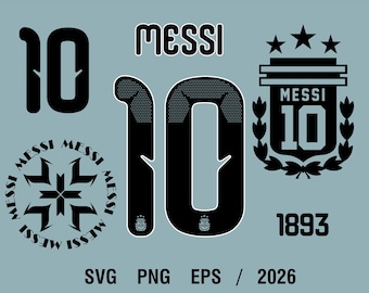 Lionel Messi 10 SVG, Número 10, Futebol Argentino SVG, Sublimação de Messi, 10 Messi PNG, Messi 2026, Download Digital