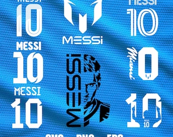 Lionel Messi Svg, Bundle of international club logo's and number 10, Argentina Svg, High resolution, transparent PNG for digital download