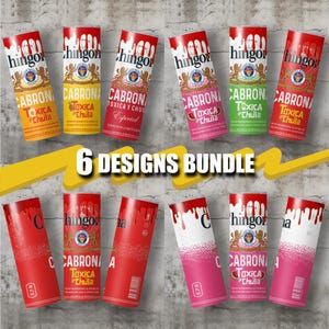 Pacote com 6 modelos Chelada com e sem aro de camurça, copo de sublimação sem costura, pacote com 8 designs, Chingona Tumbler Wrap