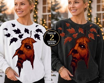 Michael Myers Fall Leaves PNG 2 Pack | Spooky Halloween Sublimation Design for Light Dark Shirts | Horror Movie Character DTF Download