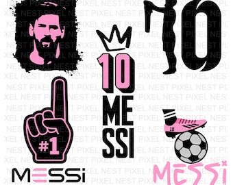 Lionel Messi 10 Svg, Bundle of international club logo&#39;s and number 10, Argentina Svg, High resolution, transparent PNG for digital download
