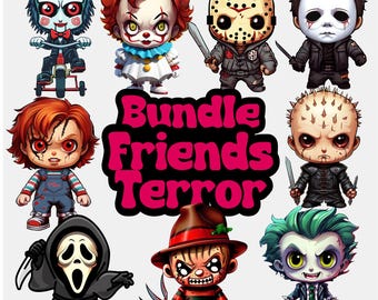 Clipart Bundle Terror, Bundle Friends Terror, Kawaii and Cute Clipart Graphics, Chucky Png, Friends Terror, Instant Download