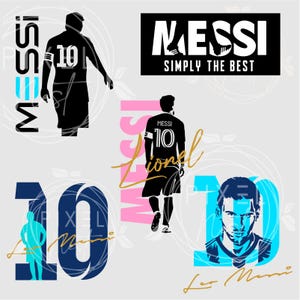 Lionel Messi 10 Svg, Bundle of international club logo's and number 10, Inter Miami, High resolution, transparent PNG for digital download