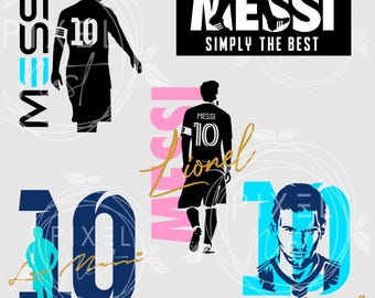 Lionel Messi 10 Svg, Bundle of international club logo&#39;s and number 10, Inter Miami, High resolution, transparent PNG for digital download