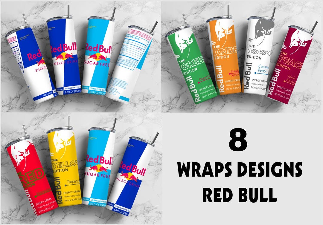 8 Redbull Digital Designs, 20 Oz Cup Wrap, Energy Drink Wrap