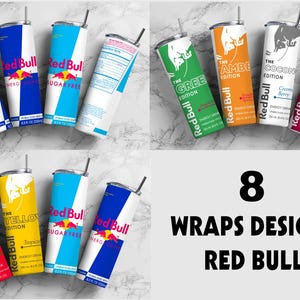 8 Redbull Digital Designs, 20 oz Cup Wrap, Energy Drink Wrap Design PNG., PNG Digital Download