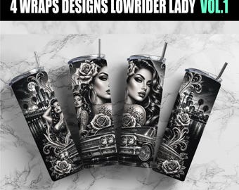 Lowrider tumbler wrap, Mexican Fiesta sublimation design, Lowrider Lady tumbler, PNG digital download