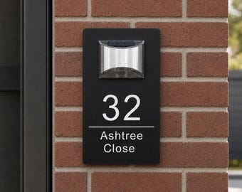 Personalised Solar House Number Sign | Custom Address Plaque Outdoor Solar House Numbers | Custom Acrylic Sign