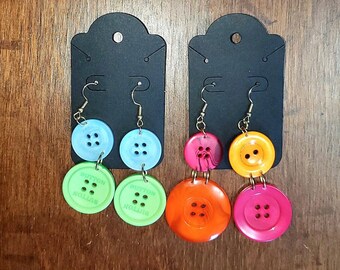 Button Dangle Earrings