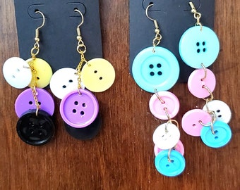 Pride Flag Button Earrings