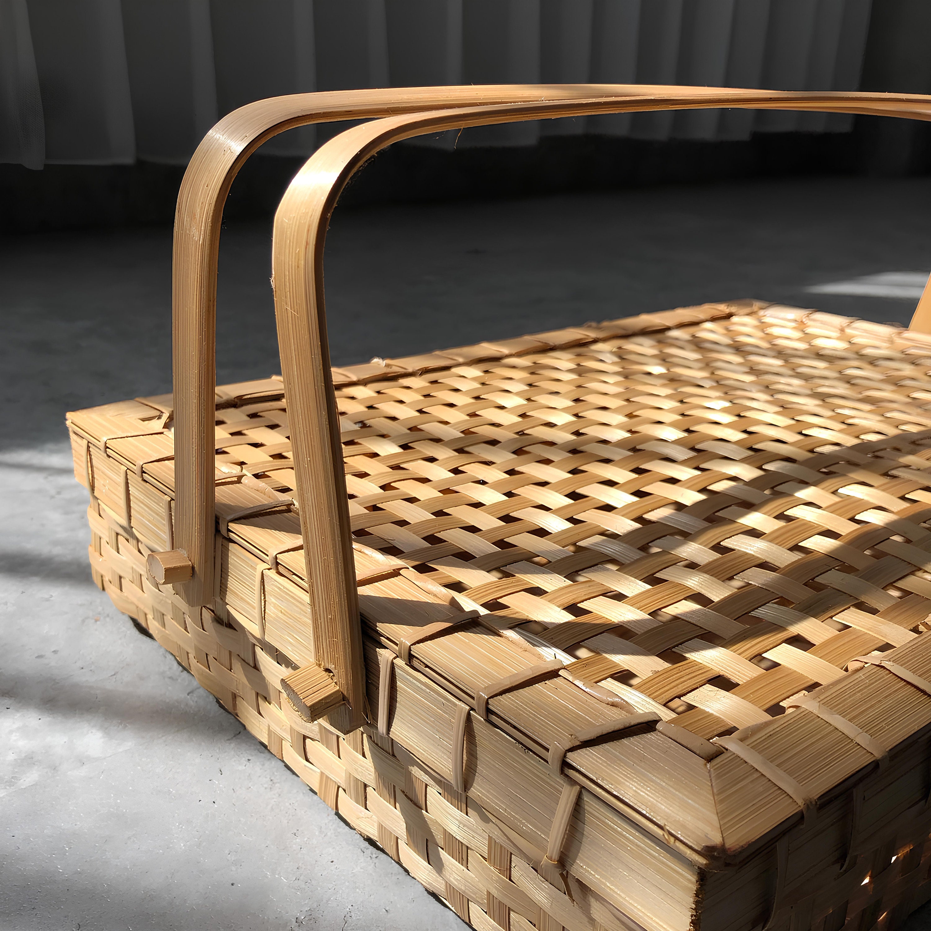 Handwoven Bamboo Picnic Basket Timeless Elegance for Every Outing Etsy