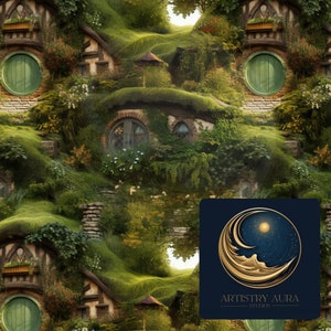 Cottagecore House Seamless Digital Image, Fantasy Art Print, Instant Download, Digital Download, Beautiful Wallpaper, seamless image