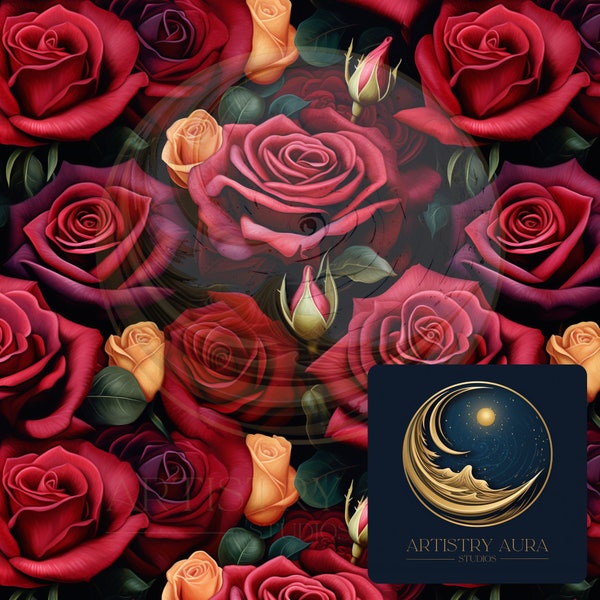 Burgundy Rose Seamless Digital Pattern, Floral Background, Instant Download, Digital Download, Seamless Image, Beautiful Wallpaper, Flowers