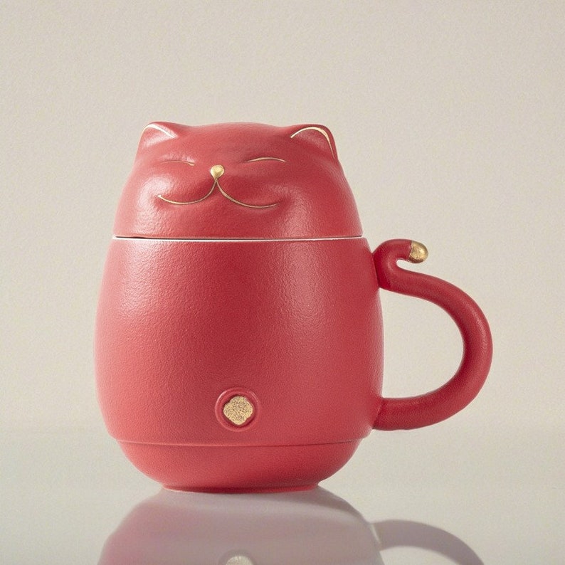 Cute Cat Ceramic Tea Cup With Infuser Porcelain Cozy Tea Mug, Ceramic Tea Cup, Best Gift Etsy