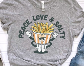 Franse Fry tshirt, vrede, liefde & zout, Franse Fry minnaar, retro, Franse Fry shirt, Fry tshirt, Fry shirt, Fry tee, frietjes