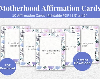 Daily Positive Affirmation Cards for Moms, Positive Affirmations for Women, Printable Affirmations Cards Digital, New Mom Self Care Gifts