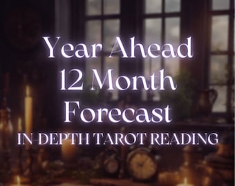 In-depth Year ahead 12 Month Forecast Tarot + Natal chart Reading (13 Cards)
