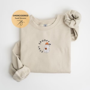 Felpa ricamata di Halloween, Felpa di Halloween, Maglietta ricamata di Halloween, Felpa fantasma, Stagione spettrale, Maglietta Bu e fantasma
