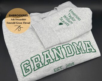 Custom Embroidered Sweatshirt, Embroidered Crewneck, Name On Sleeve With Heart, Family Matching Sweater, Personalized Gift, Mothers Day Gift