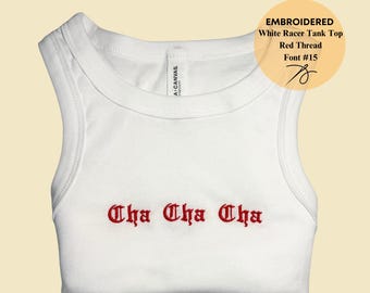 Embroidered Racer Tank Top, Custom Embroidery Crop top, Bachelorette party idea, Mrs. Tank Top, Bridal Bachelorette Outfit