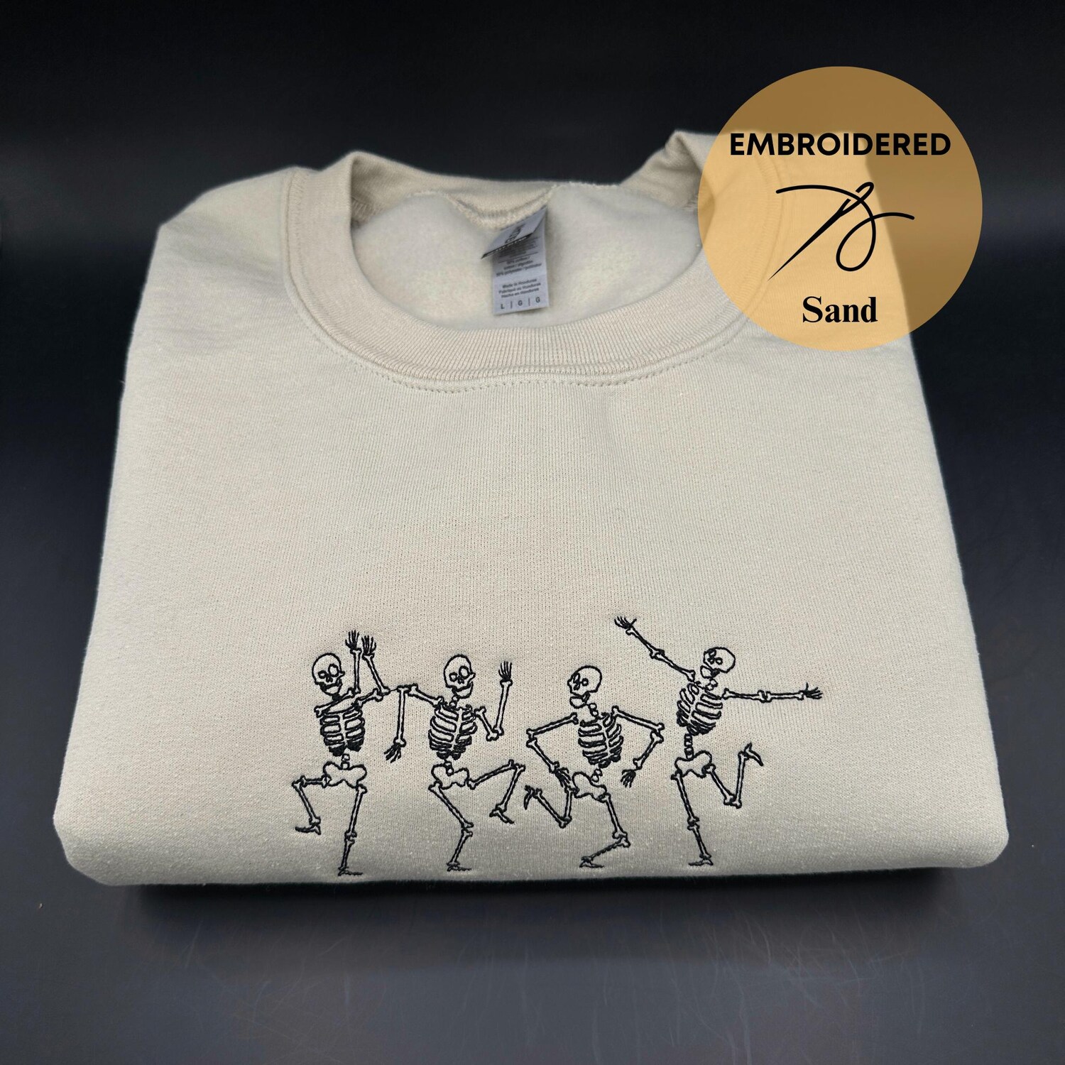 Embroidered Dancing Skeletons Sweatshirt, Embroidered Halloween Sweatshirt, Fall Sweatshirt, Spooky Season Sweatshirts, Skeleton Sweater