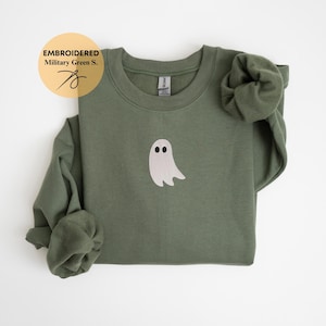 Felpa con ricamo a forma di fantasma, felpa autunnale ricamata, felpa autunnale alla moda, maglioni di Halloween, felpa con ricamo a forma di fantasma, regalo di Halloween