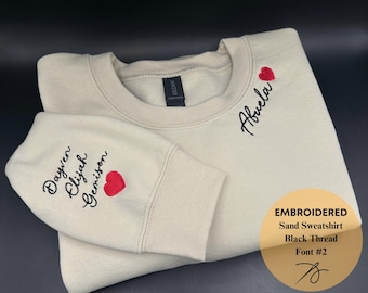 Custom Collar Embroidered Sweatshirt, Embroidered on Neckline Sweatshirt, Personalized Crewneck, Custom Collar Embroidery