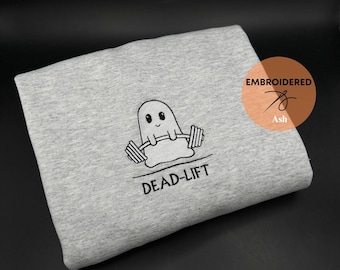 Sweat-shirt brodé fantôme soulevé de terre, sweat-shirts saison effrayante, boo fitness, sweat-shirt Halloween, sweat-shirt mignon soulevé de terre fantôme