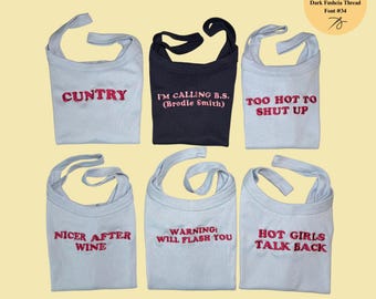 Camiseta sin mangas bordada personalizada, regalo de bordado personalizado para la Sra. Novia, idea para frase de despedida de soltera.