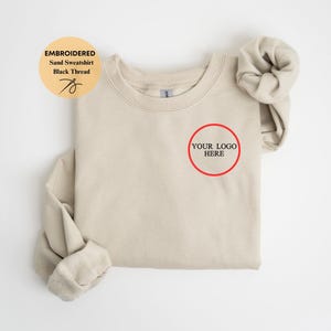Logotipo personalizado bordado com gola redonda, logotipo comercial personalizado bordado com capuz, moletom com logotipo comercial bordado, moletom com logotipo personalizado