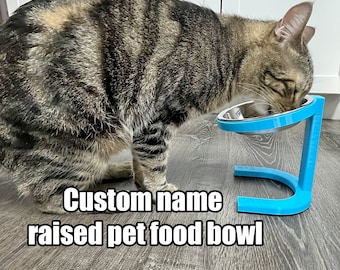 Raised Pet Food Bowl (custom name available)