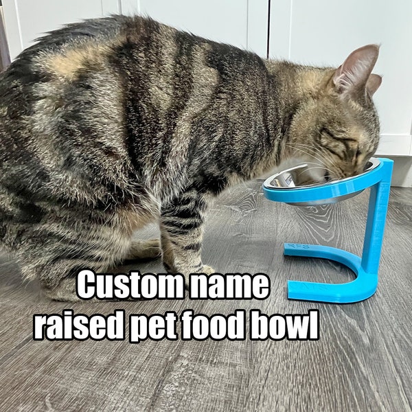 Raised Pet Food Bowl (custom name available)