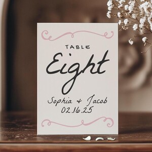 Table Numbers for Weddings: Classic Scroll Border (Printable Canva Template)